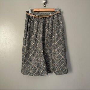 Summit of Boston Elegant Gray Plaid Skirt with Belt